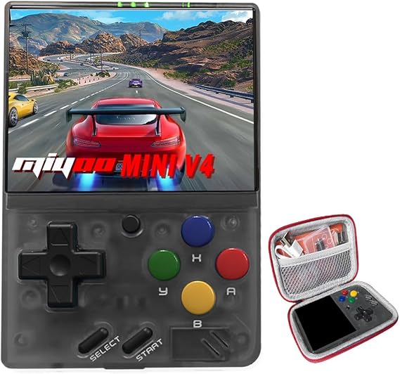 Miyoo Mini V4 Retro Game Console, Portable Handheld Game Console with Storage Case 2.8''HD Screen 2001mah Battery