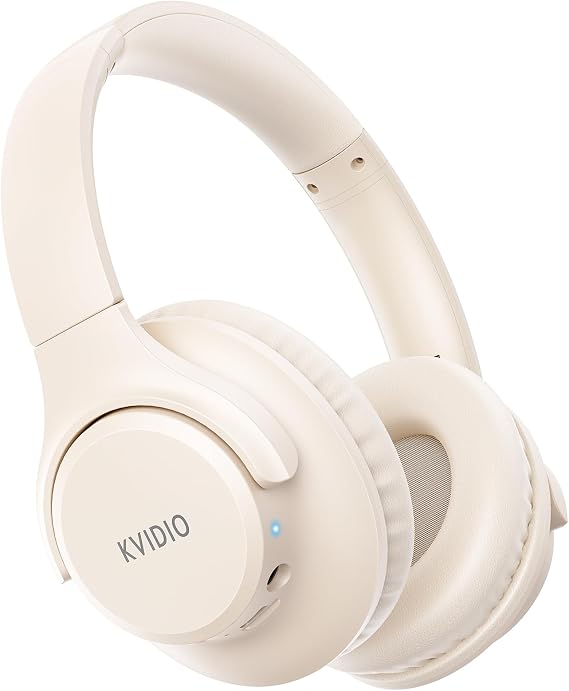 KVIDIO Bluetooth Headphones Wireless Over Ear Headsets 65H Playtime | Deep Bass, HiFi Stereo, Bluetooth 6.0, Microphone, Comfortable Fit, Foldable, Lightweight, Low Latency for Travel Home Office
