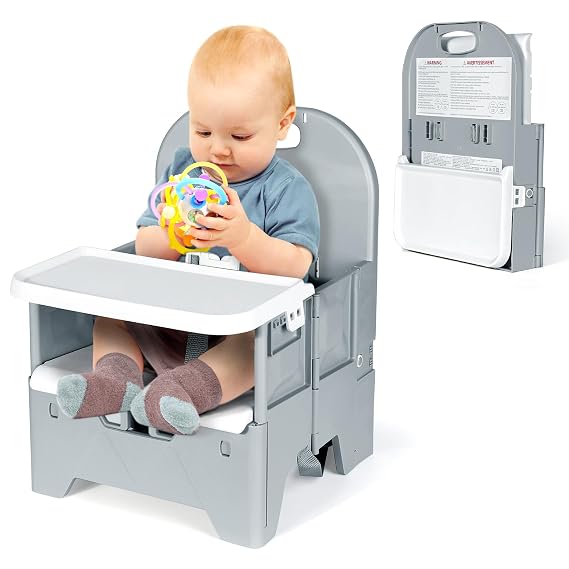 Orzbow Portable High Chair with Tray, Grey