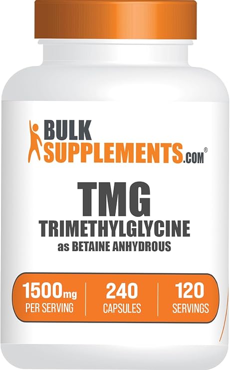 TMG Capsules - Trimethylglycine as Betaine Anhydrous, TMG Supplement - Gluten Free, 2 Capsules per Serving (1500mg), 240 Count (Pack of 1)