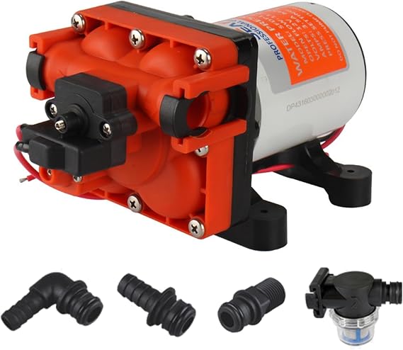 SEAFLO 43-Series Water Pressure Diaphragm Pump - 12V DC, 3.0 GPM, 55 PSI with Adjustable Pressure Switch, Self-Priming, Quick Attach - For RV, Boat, and Off-Grid Applications