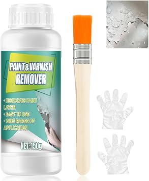 JAOJAO Advanced Paint & Varnish Remover, Powerful and Rapid, Suitable for Surfaces Such as Metal and Stone, Equipped with A Brush, Transparent, 150g