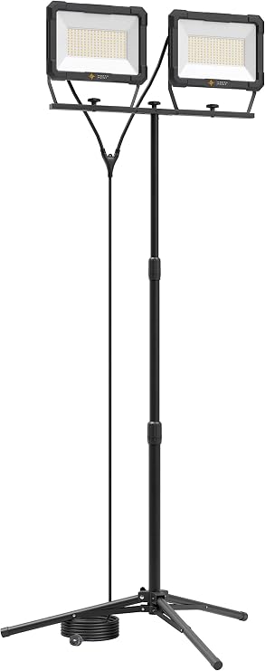 Northpoint LED Blackline Baustrahler Arbeitsstrahler mit Stativ Fluter Strahler 300W (2x 150W) Leistung 24000 Lumen Lichtstrom 170cm Stativ 5m Zuleitung AN/AUS Schalter