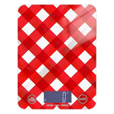 Buffalo Plaid Checked Red White Portable Food Scale for Kitchen Essentials 11lb0.18oz, 5kg5g Kitchen Essential Scale with 4 Unit for Dieting Roasting Baking Batteries not Included