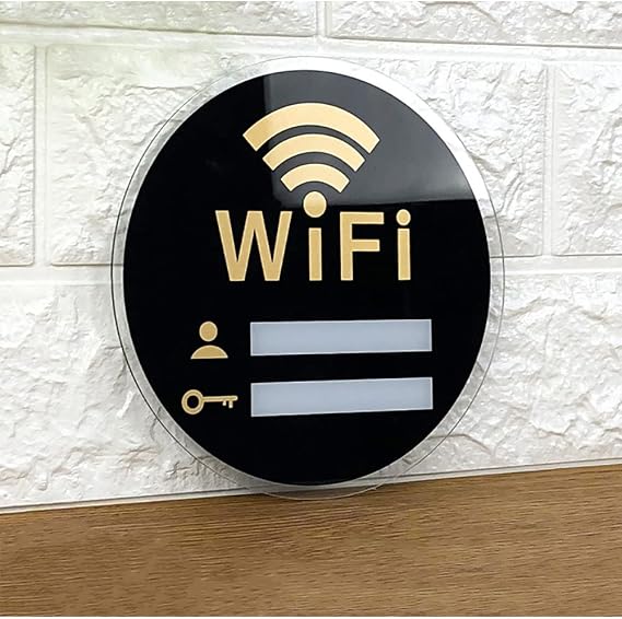2Pcs WiFi Password Sign Writable and Erasable Surface, Desk Top or Wall Hang Display for Home, Business, and Guests(Black)