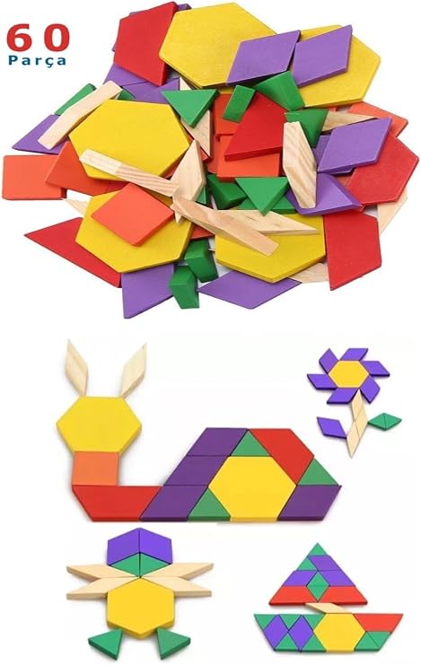 Hyd Ahşap Oyuncak 60 Parça Tangram Eğitici Oyuncak