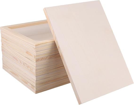 15 PCS 9x12 Inch Wood Canvas, Rectanglar Painting Canvas Board, Unfinished Wooden Panel Boards for Painting, Pouring Art Projects, DIY Craft