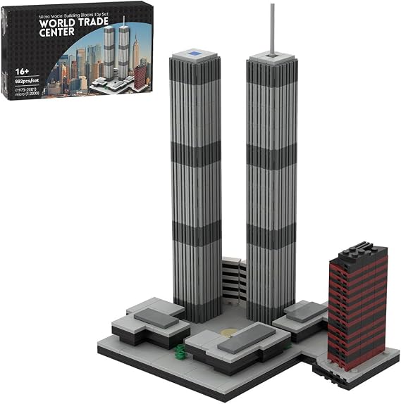 ConGamefun Architecture World Trade Center, New York Skyline Model Set, 1:2000 Micro Mini Blocks Famous Architecture Collection Building Kit Gift for Adult, Designed by bru_bri_mocs - 982 Piece