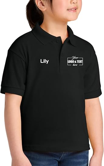 Customized Youth Polo Shirt | Personalized with Your Logo or Text | DryBlend Moisture-Wicking Sport Shirt | Cotton/Poly Jersey Knit Custom Team Shirts