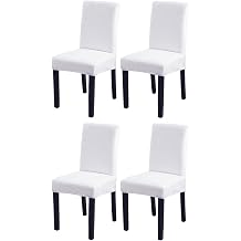 Bambu Nano Kumaş Likralı Sandalye Kılıfı Lastikli Yıkanabilir Esnek Sandalye Örtüsü 4’lü Set (Beyaz)
