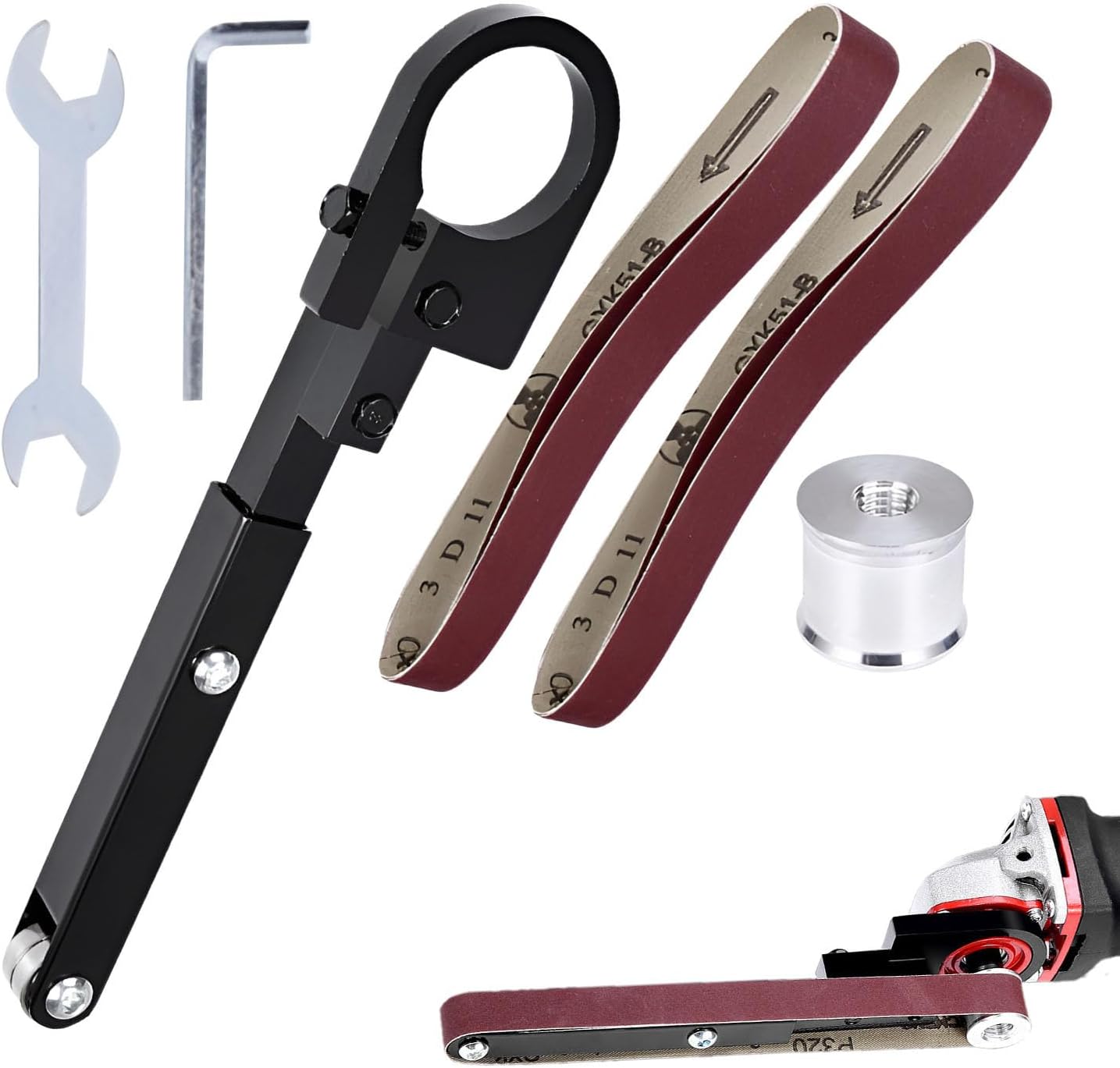 Pipe Belt Sander Attachment Belt Sander Adapter for Angle Grinder Angle Grinding Sand Belt Machine di-y Small Angle Grinder Sand Belt Machine for 100/115/125 Angle Grinders