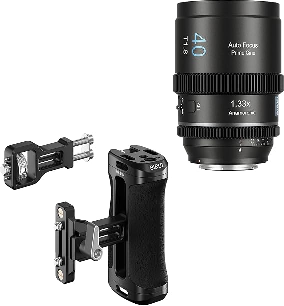 SIRUI 40mm T1.8 1.33X Anamorphic Lens, S35 Autofocus Lens for E Mount Cameras and Locating Side Handle for ARRI or NATO Mount Optional