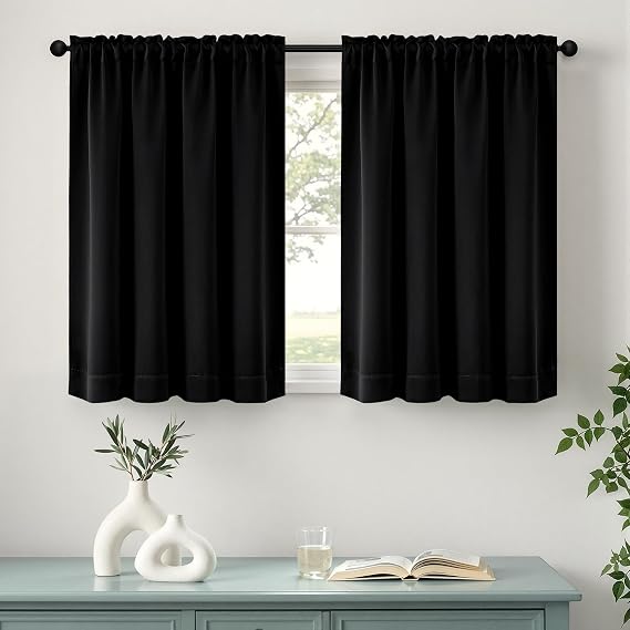 MIULEE Halloween Black Short Blackout Curtains 40"x36" Long 2 Panels