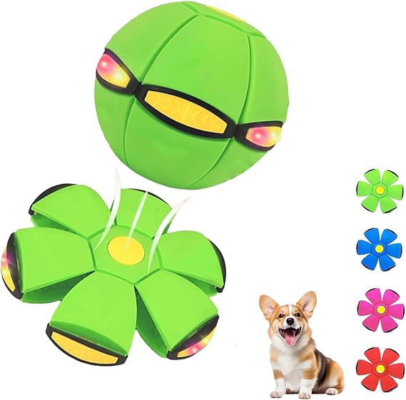Magic Bouncy Ball - Children's Bouncing Ball Throw a Disc Catch a Balls - Indoor Outdoor Soccer Ball, Time Delay Transformation Flying Toy with 6 Lights