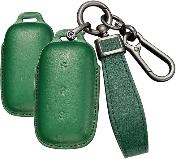 Leather Car Key Cover Case Protective Sleeve Compatible with Geely EX5 Starray EM-i 2025 2026 3 Button Retro Key Case Key Bag Car Key Decoration-, B Green