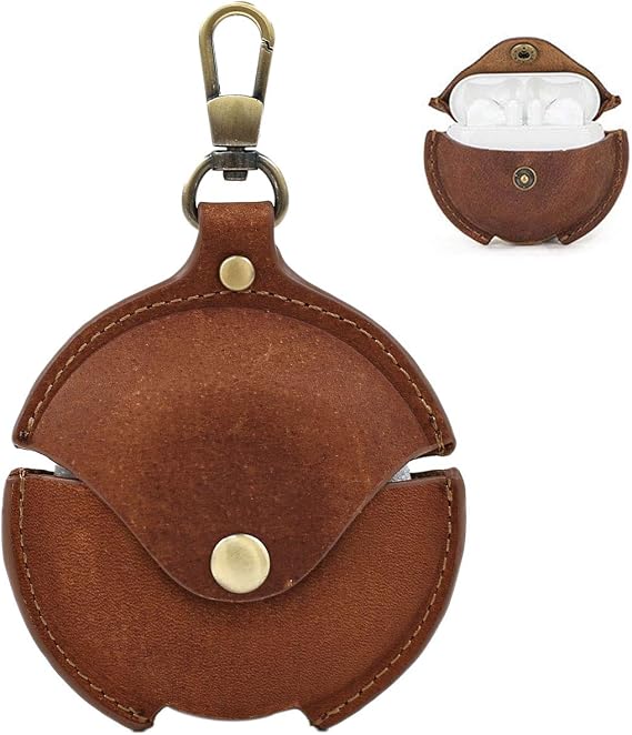 Leather Case Compatible with Huawei Freebuds 3, Personalized Genuine Leather Freebuds Case(Brown)
