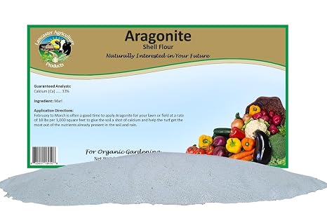 Aragonite 20 Pounds Natural Calcium Carbonate Fertilizer for Gardens to Enhanced Soil Health, pH Balance, and Plant Growth Lancaster Agriculture Products
