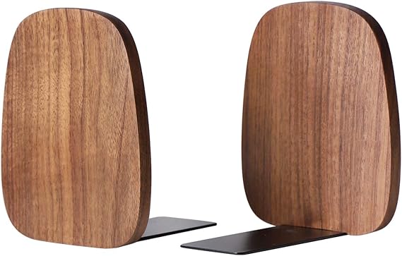 muso wood Book Ends for Shelves, Walnut 1 Pair