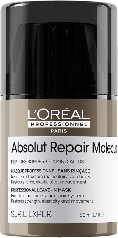 L’Oréal Professionnel Absolut Repair Molecular Leave-In Hair Mask, For Extremely Damaged Hair, Molecular Peptides Bond Repair, Restore Strength & Elasticity, Hair Treatment