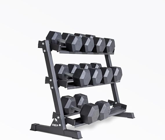 Rep Fitness 55lb-75 lb Dumbbell Set- Rubber Hex, Low Odor, Fully Knurled- Made for Heavy Lifting
