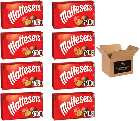 Maltesers Chocolate Gift Box & Snack Packs | Milk Chocolates with Honeycomb | Vegetarian Chocolate Treats for Birthdays, Xmas & Parties | Fillers, Party Bag Sharing Choclate Box (8Pack x 110g)
