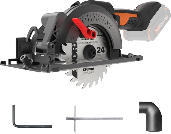 WORX Cordless Compact Circular Saw, 20V 4-1/2-Inch Brushless, WX531L.9