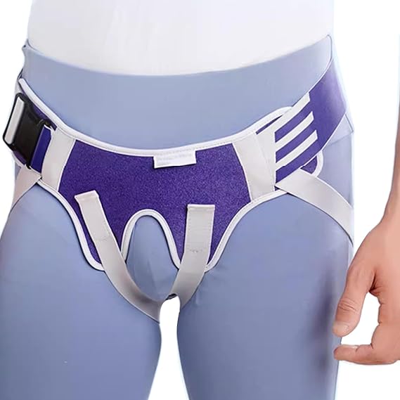 Inguinal Hernia Belt for Men & Women, Hernia Belt Truss for Single/Double, Inguinal Hernia Support for Men with 4 Compression Pads, Comfortable Material(M)