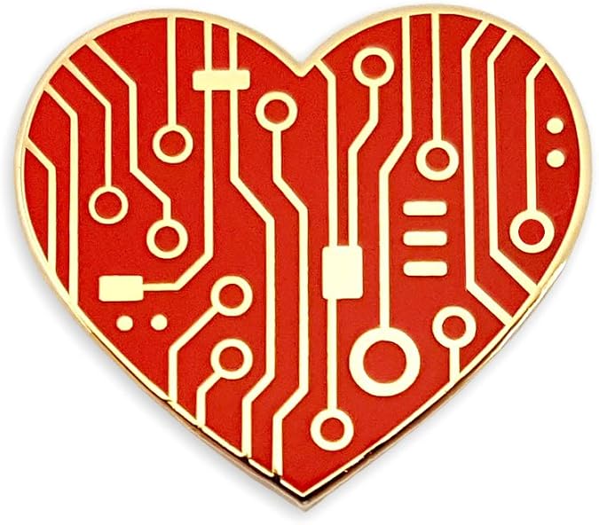 Pinsanity Digital Heart Enamel Lapel Pin