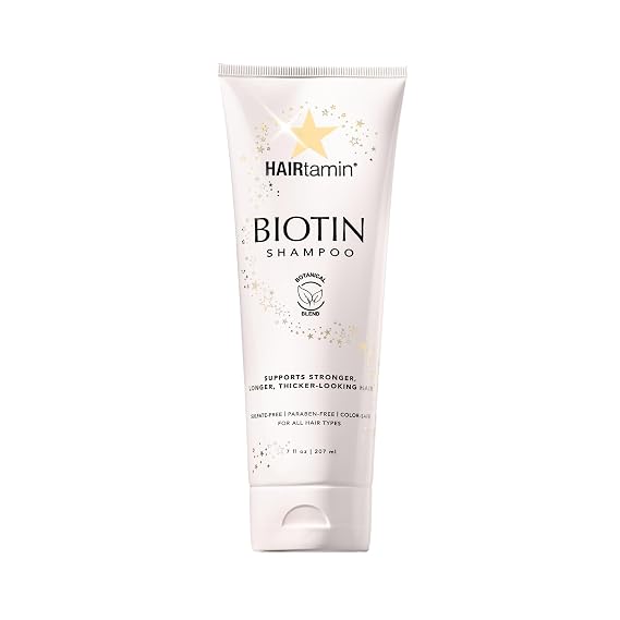 HAIRtamin Biotin Shampoo - Helps to Support Stronger, Longer, Thicker-Looking Hair with Sulfate-Free, Hydrating, Vitamin Rich Formula Shampoo, Made With Vitamin B5, Cucumber Extract, Aloe Vera