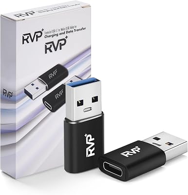RVP USB-C to USB-A 3.2 Gen 1 Adapter 2-Pack, Black