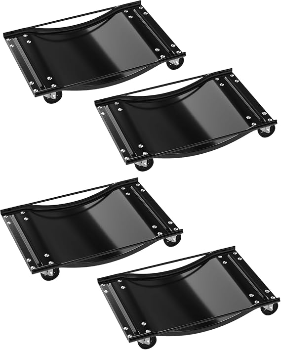 ACEKOOL Car Dolly Set of 4, 10000 LBS Capacity Wheel Dolly, Heavy Duty Vehicle Dolly for Moving Car with 3.5 Inch Steel Wheels, 24x15 inches, Black