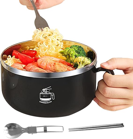1/2 Piece Microwave Ramen Noodles - Bowl Dishwasher Safe Rice Cooker Ramen Bowl Set | Chopsticks Microwave Ramen Cooker Instant Noodle Bowl Kitchen with Lid