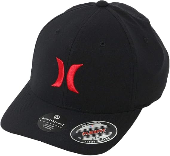 Hurley Mens Baseball Cap - Moisture Wicking Curved Brim Flexfit Fitted Hats for Men with H2O-Dri Sweatband (Sizes: S-XL) | Moisture-Wicking Dry-Fit Fabric Keeps You Cool During Workouts, Jogging or Fishing, Sweatband Adds All-Day Comfort