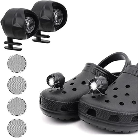 2pcs Shoes Headlights for Crocs, LED Shoe Light Shoe Decoration Accessory IPX5 Shoe Decoration Light with 3 Lighting Modes,Camping Accessories for Men Women Kids (Yellow)