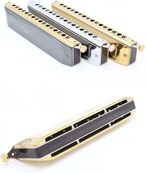 Chromatic Harmonica 16 Holes 64 Tones Gold Black Sliver(Gold)