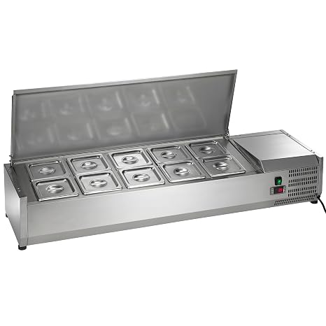 Arctic Air ACP55 55" Refrigerated Countertop Condiment Prep Station with 10 Pan Compartments, Stainless Steel, 115v,Silver