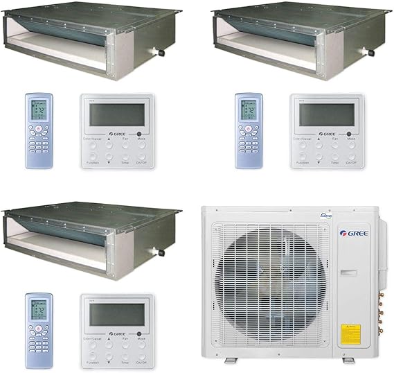 Gree 30,000 BTU Multi21+ Tri-Zone Concealed Duct Mini Split Air Conditioner Heat Pump 208/230V SEER 21 (12-12-18)