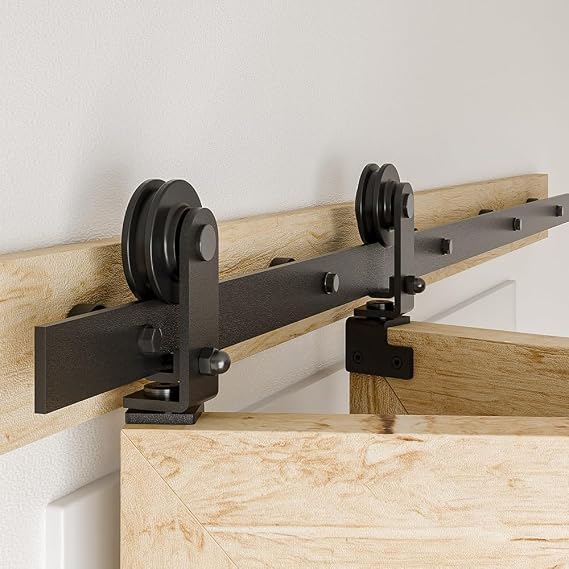 Bi-Folding Sliding Barn Door Hardware Track Kit (Top Mount Hanger, 3.5FT/42 for 2 Doors)