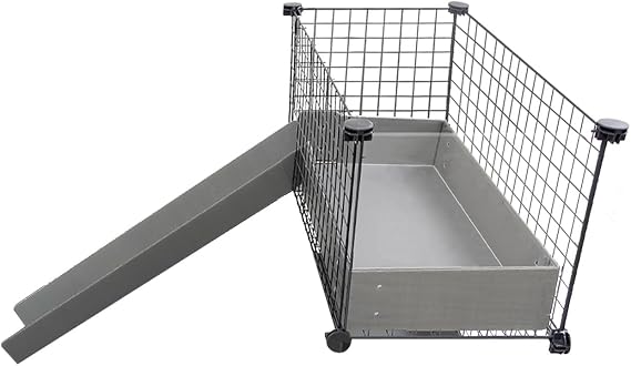 GuineaDad Piggy Condo C&C Cage Balcony for Guinea Pigs & Small Animals with Coroplast Base | Acrylic and C&C Grids for Small Pets (Acrylic, No Pillar)