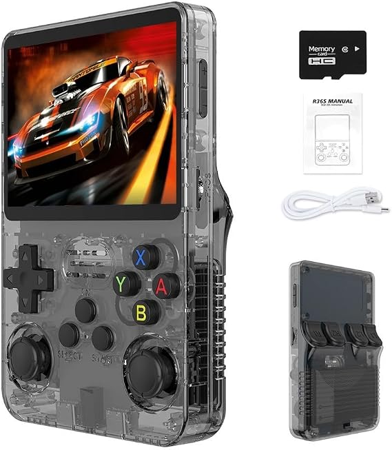 R36S 2025 New Retro Handheld Game Console, 20000+ HD Games Mini Retro Video Console, 3.5 Inch IPS Screen, Portable Arcade Video Gaming Console Gift for Adults (Grey)