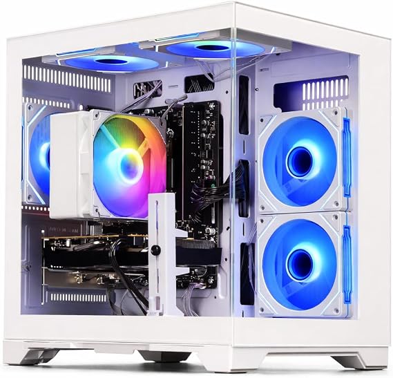 Gaming PC Desktop Computer - Ryzen 5 4500, Radeon RX 6500XT 4GB | 16GB DDR4 RAM, 512GB NVME SSD, Prebuilt Tower for 1080P Gaming, Streaming, School & Home Office (White)