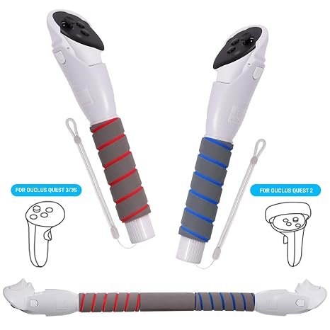 veoyya Handle Attachments for Oculus Quest 2/3/3S Controller Accessories, Long Arms Grips for Meta Quest 2/3/3S Beat Saber Golf Club Baseball, Enhance Game Experience for VR