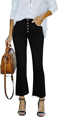 Womens High Waisted Crop Flare Jeans for Women Cropped Bell Bottom Jeans for Women Bootcut Denim Pants with Live Hem