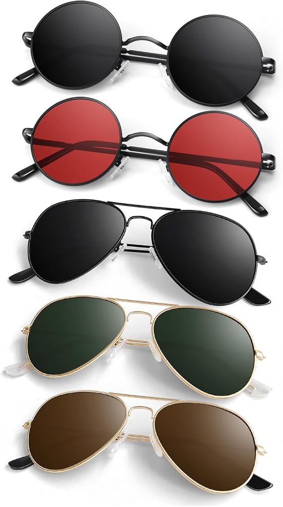 Pilot Sunglasses Men Womens Lightweight Metal Frame Polarized Shades UV400 Protection