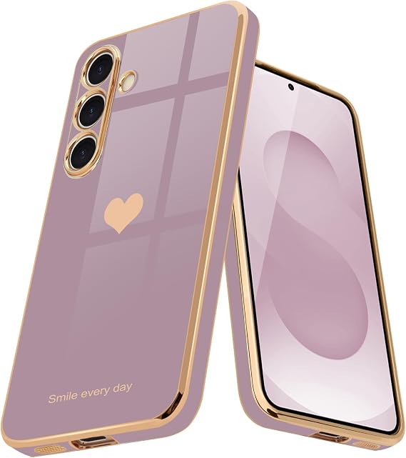 Teageo Lovely Case for Samsung Galaxy S25, Cute Heart Back, Lavender