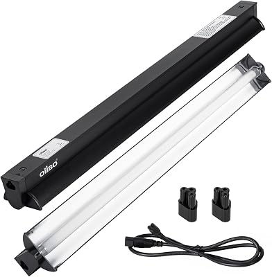 Oiibo UVB Reptile Light, 2PCS HO T5 10.0 UVB Reptile Light Fixture Kit, Connectable UVB Reptile Light for Large Terrarium, 24W Bearded Dragon UVB Light T5 Lamp Bulb