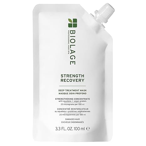 Biolage Strength Recovery Deep Treatment Fortifying, 3.3 fl oz | Instantly Nourishes & Protects, Fortifies Strands, Reduces Breakage, With Olive Squalane & Proteins, Vegan, Paraben-Free