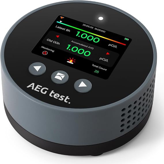 HOUND-1085 Radon Detector for Home, Basement & Nursery, Long-Term Continuous Radon Monitor for Family Lung Health, Rechargeable with 45-Day Battery Life, Audible/Visual Alarms, pCi/L or Bq/m3