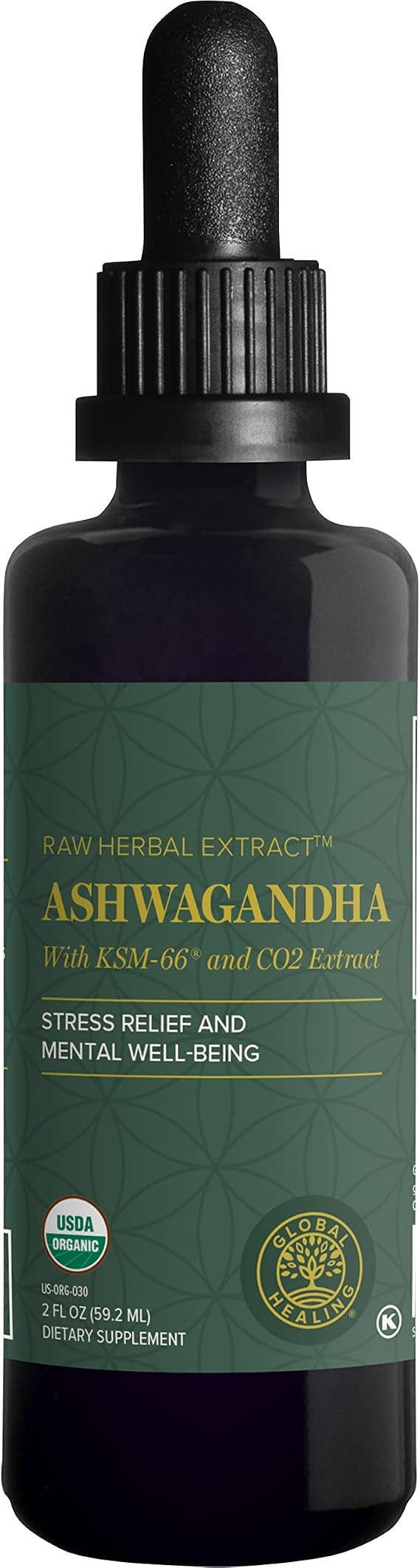 Organic Ashwagandha KSM-66 Extract Drops, Extra Strength Blend (2 Oz)