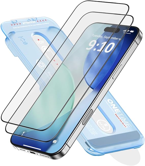 FLOLAB NanoArmour ONETIME 2 Pack for iPhone 17 Screen Protector, Tempered Glass, Ultra Clear, InfinityEdge-to-Edge, Easy Install, Dust-Free,Reinforced Edge